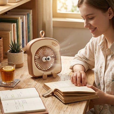 ASONIC AFN29 KAHVERENGİ 3 Kademeli Hız Masaüstü Kullanım Taşınabilir Dahili 500mAh Bataryalı USB Şarj Girişli Vantilatör(1923)