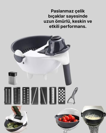 5 Fonksiyonlu Döner Süzgeçli Rende ve Dilimleyici Aparat