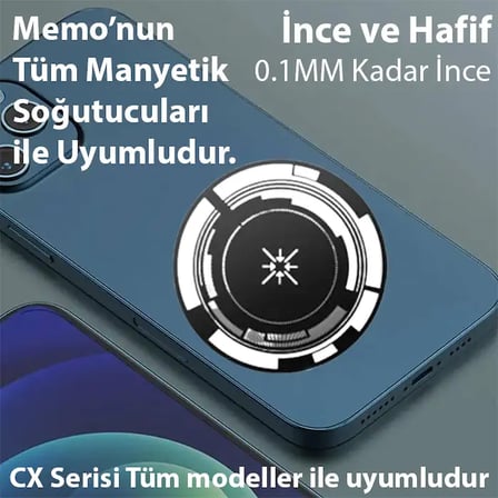 Memo Manyetik Metal Halka - Memo Telefon Soğutucu Uyumlu CX-CX ve Manyetik Tüm modeller-()