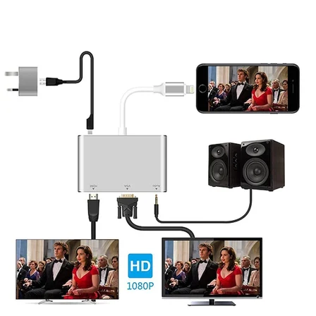 İPhone İPad P Hdmi Vga Av Audio Dönüştürücü Adaptör-()