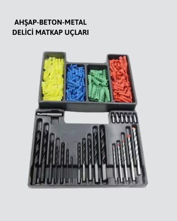Delme Uç Seti  Parça Kutulu Matkap Ucu Ahşap Metal Beton İçin