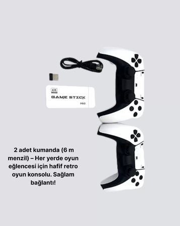20.000 Yüklü Oyunlu Kablosuz Retro Oyun Konsolu 4K Destekli