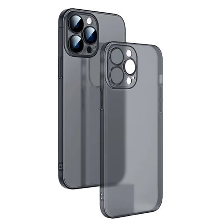 Ally iPhone 13 Pro 6.1inch Frosted Glass Şeffaf Kamera Korumalı Kılıf-(5775)