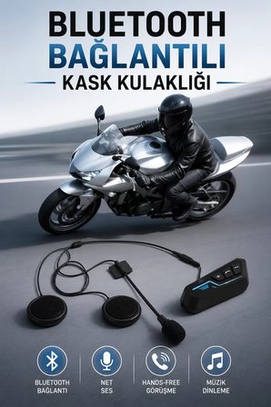 Kask Kulaklığı Motosiklet Intercom Interkom Dinleme Konuşma Özellikli Su Geçirmez