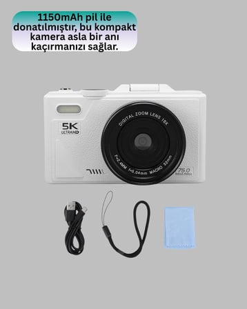 5K Dijital Kamera Otofokus WiFi Aktarım ve 18x Dijital Zoom