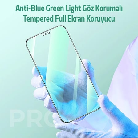 ALLY İPhone  Pro Max Anti -Blue Green Light Göz Korumalı Tempered Full Ekran Koruyucu-()