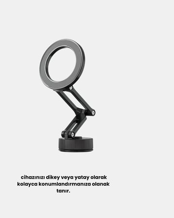 Katlanır Manyetik Araç İçi Telefon Tutucu – ° Dönebilen MagSafe Uyumlu Güçlü Mıknatıslı Tasarım