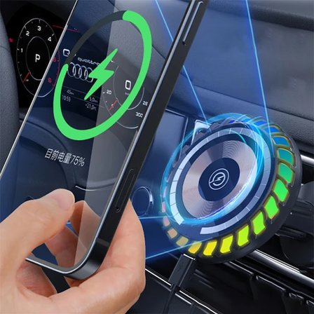 ALLY W MagSafe RGB W Kablosuz Hızlı Şarj Cihazı ve Araç İçi Telefon Tutucu-()