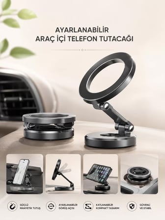 Araç İçi Telefon Tutacağı Manyetik Tasarım Ayarlanabilir