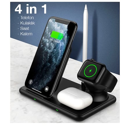 ALLY W W Qi Hızlı Şarj  in  iPhone+ AirPods Pro Kablosuz Şarj Standı-()