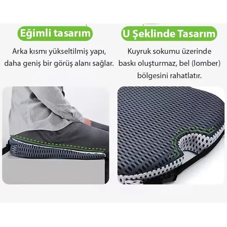 ALLY  Boyutlu Hafızalı Ortopedik Nefes Alabilir Çıkarılabilir Ergonomik Ev ve Araç için Oturma Minderi-()