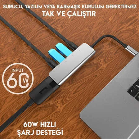 Ally Usb (Type-C to in  Hdtv xUSB+x PD) Hub Adaptör Çoklayıcı-()