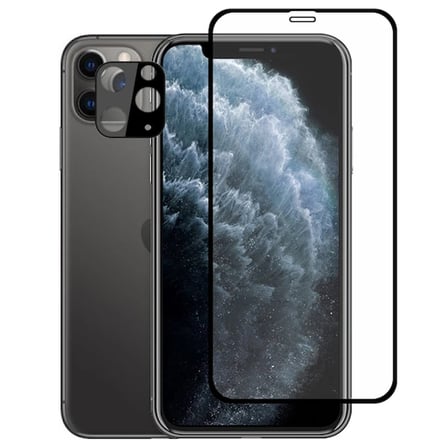 İPhone  Pro İN Full Glue Tempered Cam Ekran Koruyucu +Kamera Lens Set-()