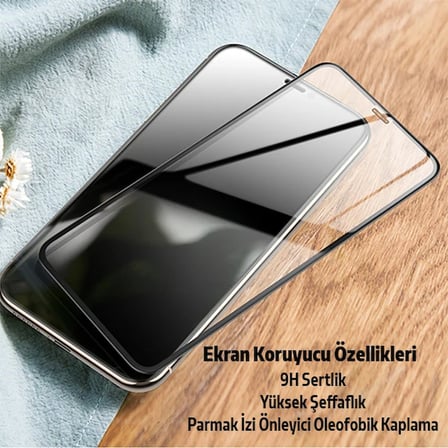 İPhone  Pro İN Full Glue Tempered Cam Ekran Koruyucu +Kamera Lens Set-()