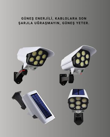3 Modlu Güneş Paneli Aydınlatmalı Dış Mekan Güvenlik Işığı – IP65 Su Geçirmez PIR Sensörlü