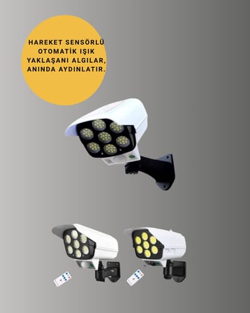 3 Modlu Güneş Paneli Aydınlatmalı Dış Mekan Güvenlik Işığı – IP65 Su Geçirmez PIR Sensörlü