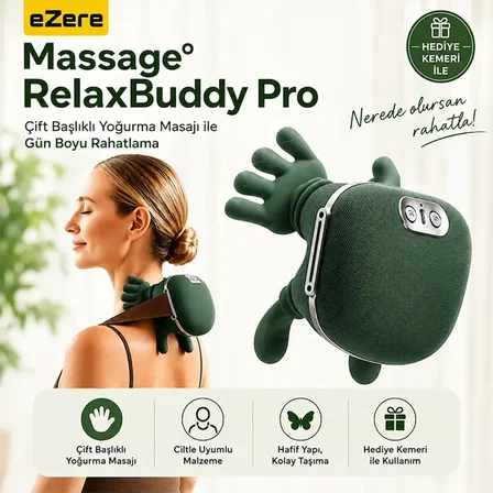 EZERE RelaxBuddy Pro OvmalıIsıtıcılı İnsan Eli Şeklinde Şarjlı Boyun Masaj Aleti-(5775)