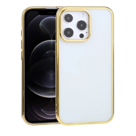 iPhone 13 Pro Max 6.7inç  Lazer Kaplama Renkli Kenar Şeffaf Kılıf-(5775)
