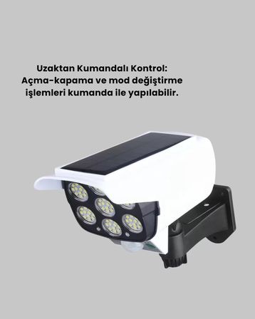 Uzaktan Kumandalı Güneş Enerjili LED Güvenlik Lambası Kamera Tipi Hareket Sensörlü Yeni Nesil