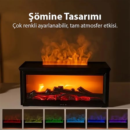 EZERE A4 Şömine Esintili Aromaterapi Difüzörü Ultrasonik Hava Nemlendici-(5775)