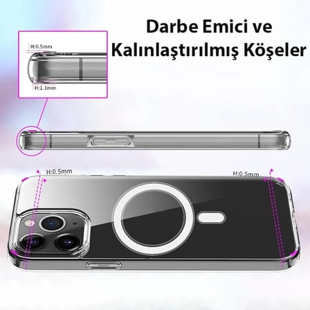 ALLY iPhone 14 6.1inç Magsafe Uyumlu Manyetik Sert Silikon Kılıf-(5775)