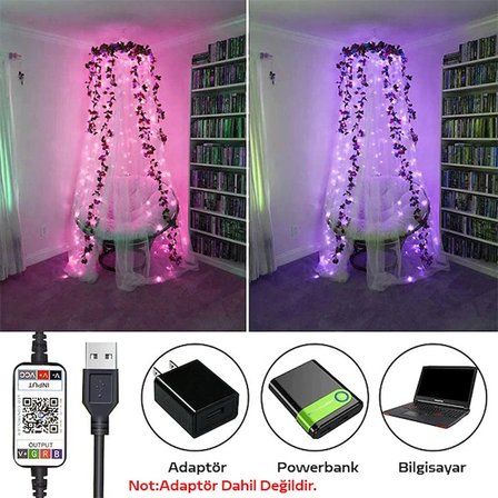ALLY MT  LED RGB Bluetooth Telefonla Kontrol Edilen Usb Led Lamba İos-Android-()