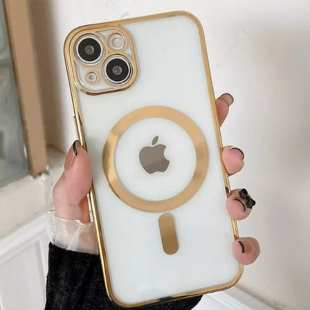 ALLY iPhone  Plus .inç Renkli Kenar Lazer Çerçeveli Magsafe Uyumlu Silikon Kılıf-()