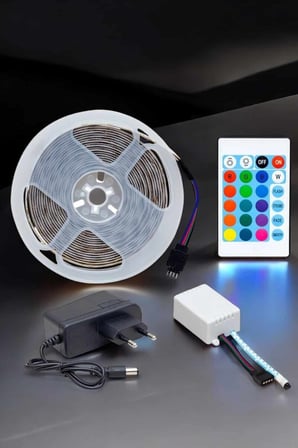 Metre Şerit Led RGB Işıklı Kumandalı Güç Adaptörü Her Ortama Uygun
