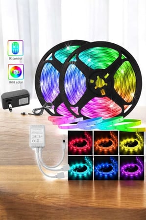 Metre Şerit Led RGB Işıklı Kumandalı Güç Adaptörü Her Ortama Uygun