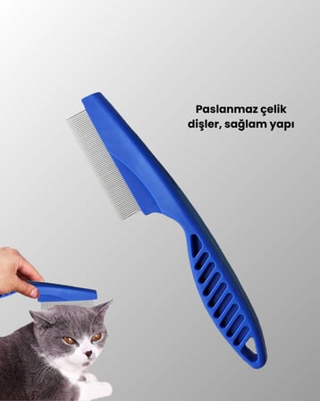 Parçalı Evcil Hayvan Tarak Seti – Paslanmaz Çelik Dişli Ergonomik Saplı