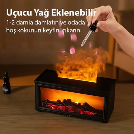 EZERE A Şömine Esintili Aromaterapi Difüzörü Ultrasonik Hava Nemlendici-()
