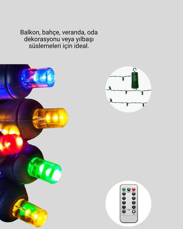 Modlu Zaman Ayarlı LED Perde Işık – Bahçe ve Balkon Dekorasyonu