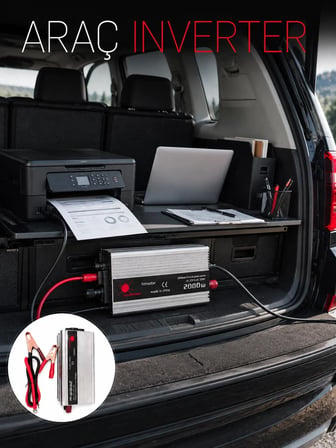 2000W Araç Elektrik İnvertörü Akü Bağlantılı Priz Çıkışlı Güç Çevirici
