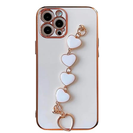 Ally iPhone 11 Pro Max 6.5inç Kılıf Kalp Bileklik Tutuculu Lüx Silikon Askılı Kılıf-(5775)