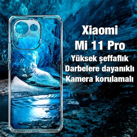 Ally Xiaomi Mi 11 Pro Kılıf Kamera Korumalı Ultra İnce Şeffaf Silikon Kılıf-(5775)