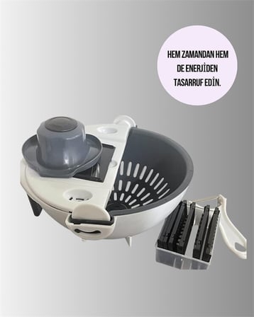 Süzgeçli Çok Fonksiyonlu Döner Rende ve Doğrayıcı