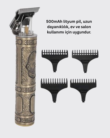 4 Kılavuz Taraklı Profesyonel Saç ve Sakal Kesme Makinesi