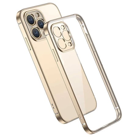 iPhone  Pro Renkli Kenar Şeffaf Kılıf Kamera Korumalı Silikon Kılıf-()