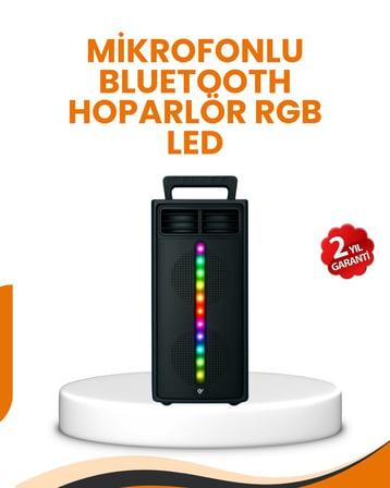 Bluetooth Işıklı Hoparlör – xW Güç | USB + TF Kart + FM Radyo | Siyah Renk (Kopya)