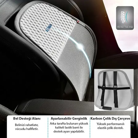 ALLY AirMesh Pro Ergonomik Bel Destek Minderi – Araba ve Ofis İçin Sırt Destek Yastığı-(5775)