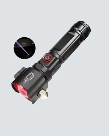Çekiçli Pusulalı Acil Durum Feneri USB Şarjlı Çok Fonksiyonlu