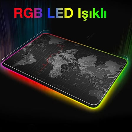 ALLY Dünya Desenli RGB Led Işıklı Oyuncu Mouse Pad MM-()