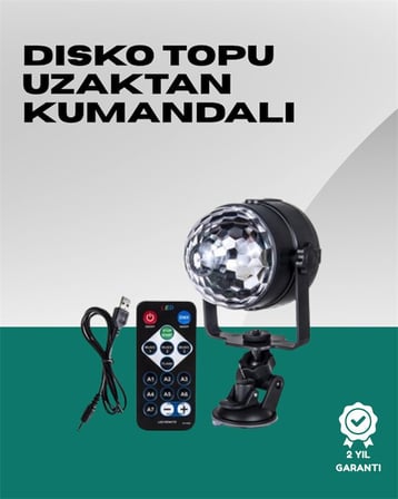 7 Farklı Aydınlatma Modu ve Ses Sensörlü Disko Topu Lambası