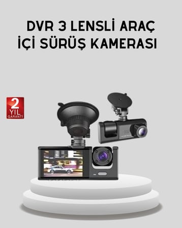 Full HD Üç Kameralı Araç Kamerası ° Geniş Açılı ve Park Destekli