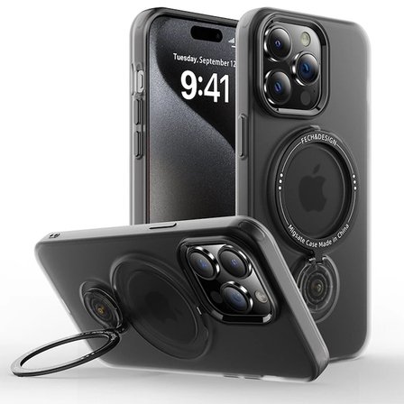 ALLY iPhone 15 Pro Max İçin Magsafe Uyumlu Standlı Manyetik Silikon Kılıf-(5775)