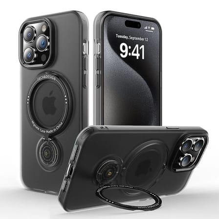ALLY iPhone 15 Pro Max İçin Magsafe Uyumlu Standlı Manyetik Silikon Kılıf-(5775)