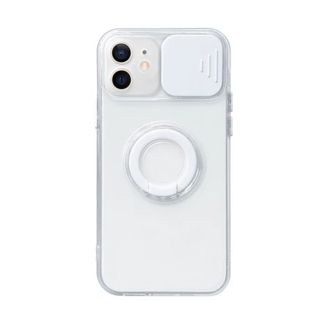 Ally iPhone  .inç Kılıf Sürgülü Kamera Lens Korumalı Yüzük Standlı Silikon Kılıf-()