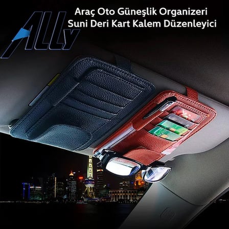 Ally Araç Oto Güneşlik Organizeri Suni Deri Kart Kalem Düzenleyici-(5775)