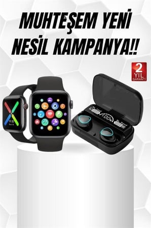 Kaliteli Akıllı Saat ve Kaliteli Bluetooth Kulaklık ANC Özelliği Uzun Pil Ömrü