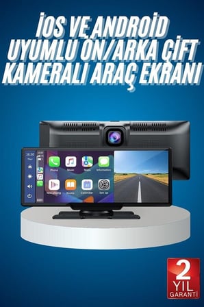K Ultra Araç İçi Ön ve Arka Kameralı Ekran HD  Kameralı Torpido Üstü Araç Multimedya